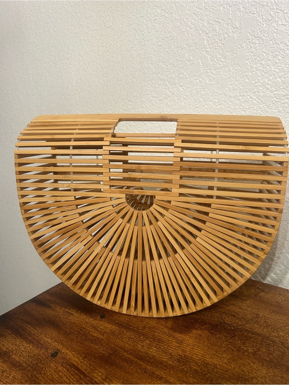 Natural Bamboo Semi-Circle Tote Bag